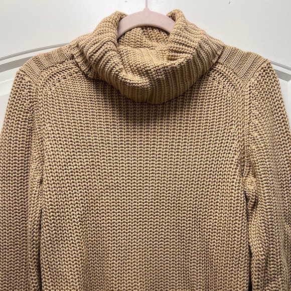 Metric Women's Long Sleeve Cable Knit Cowl Neck Pullover Sweater Size M Beige - Picture 4 of 6
